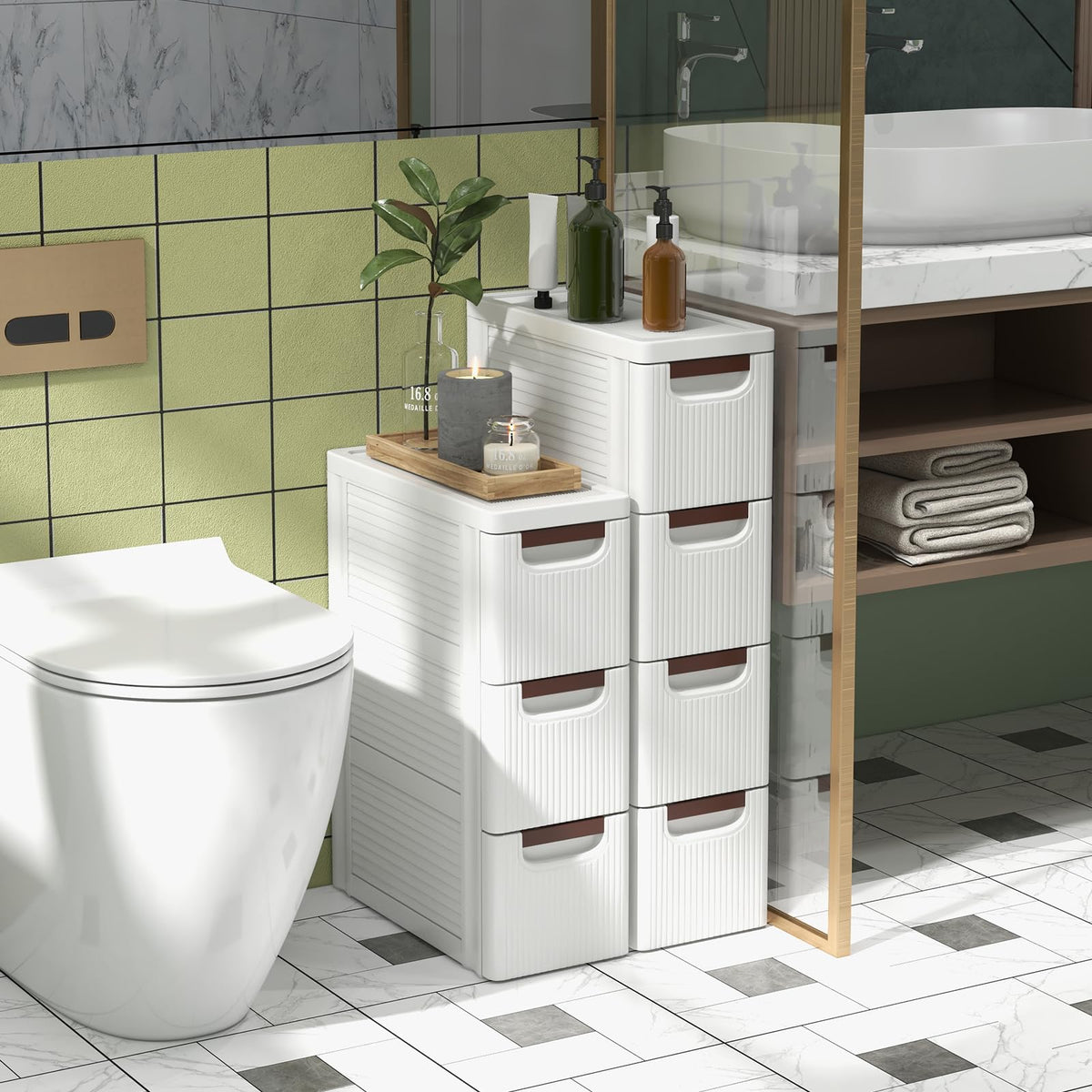 White 3 Drawer Narrow Storage Cabinet A46685