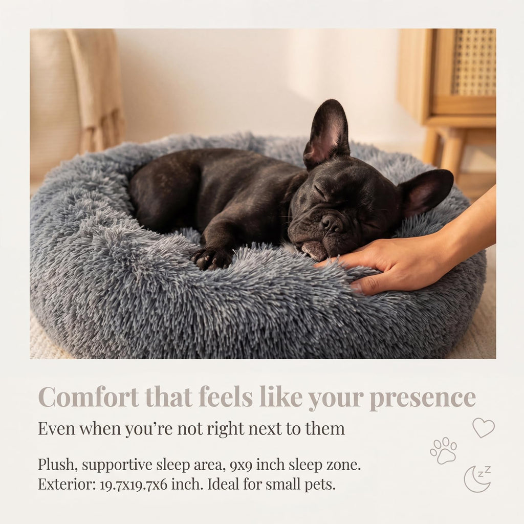Small Anti-Anxiety Machine Washable Fluffy Round Dog Bed P410