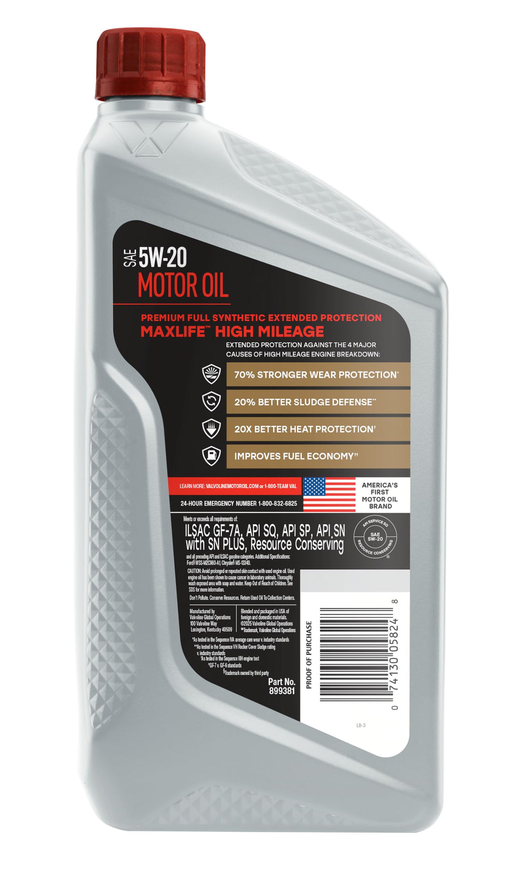 5W-20 Full Synthetic High Mileage Motor Oil 1 Quart D854789