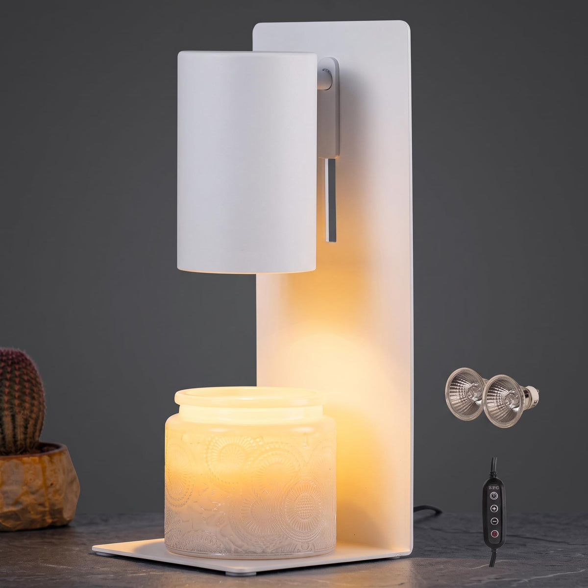 White Candle Warmer Lamp with Timer M7675