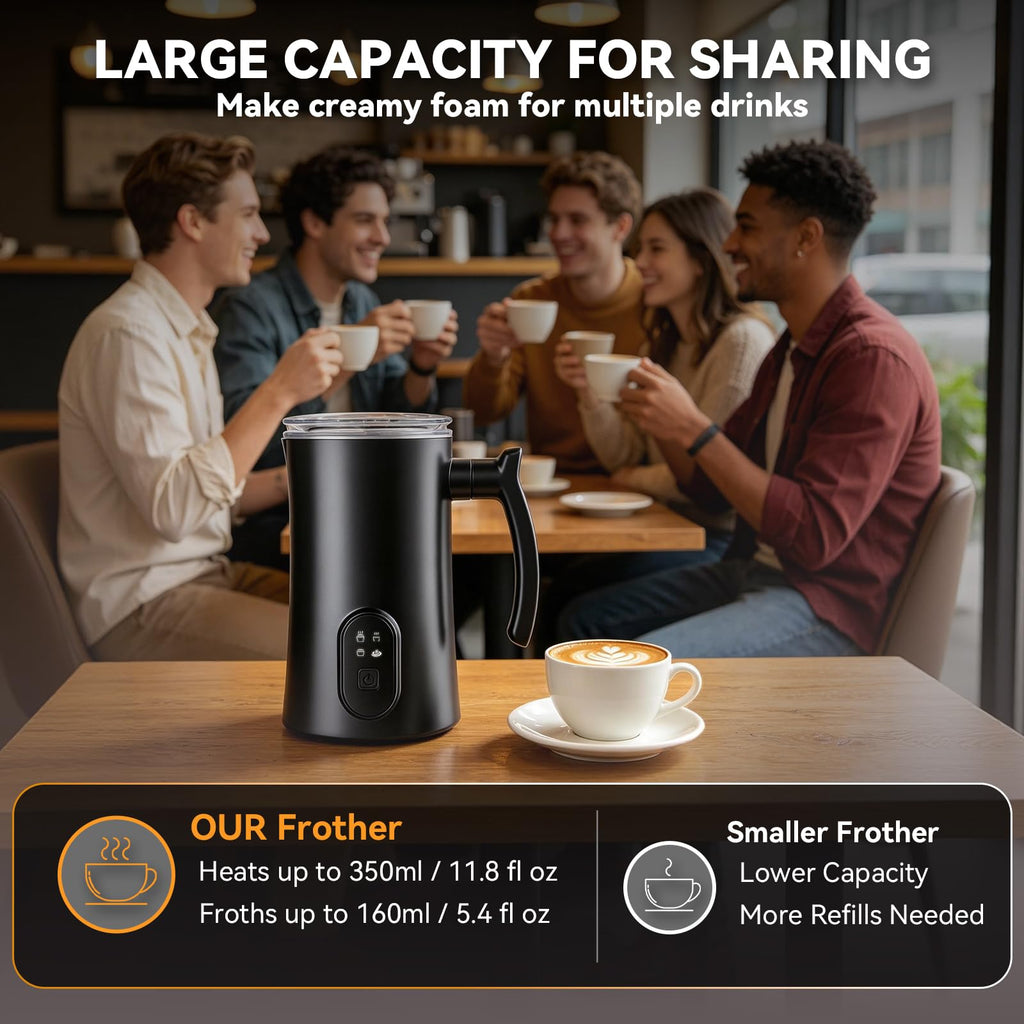4-in-1 Electric Milk Frother and Steamer Black S27703