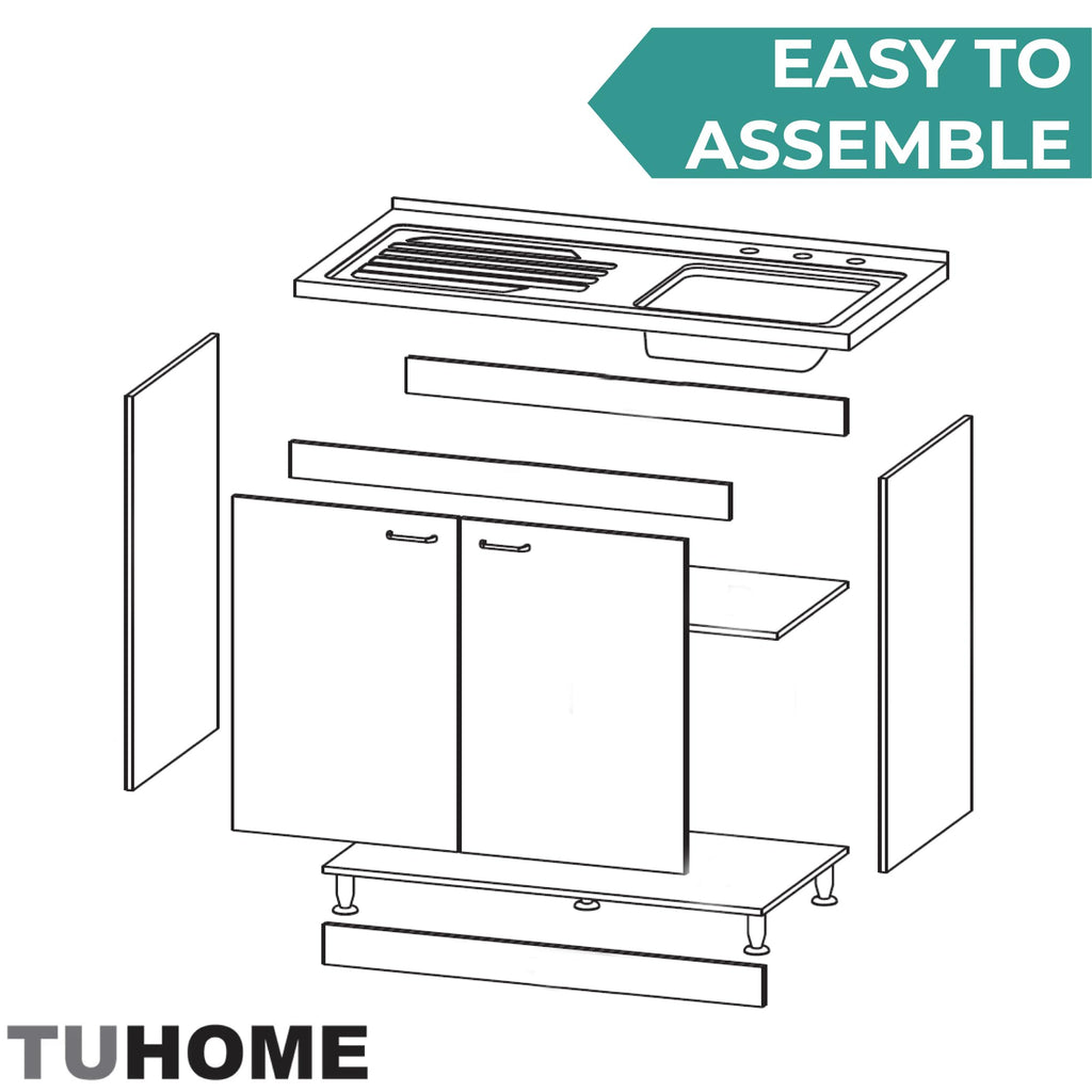 White 39 in Kitchen Sink Cabinet with Stainless Steel Top X86612