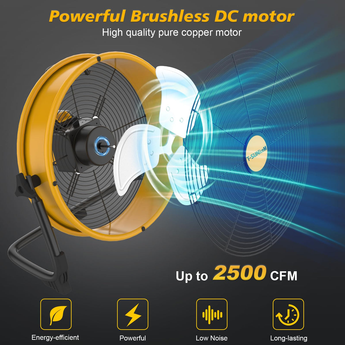 16" Battery Powered Cordless Floor Fan X2323