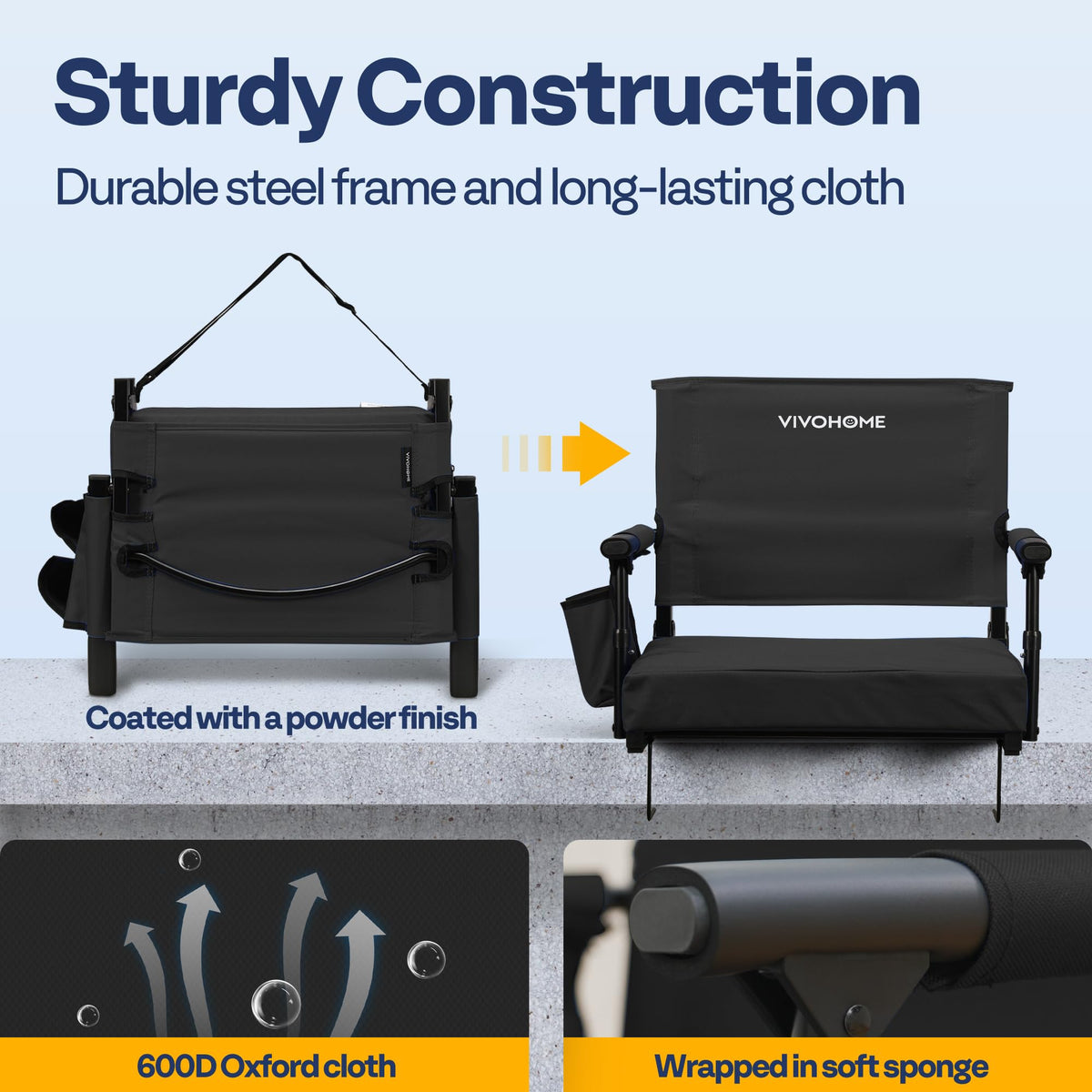 Stadium Seat with Back Support and 2.8" Cushion I7579