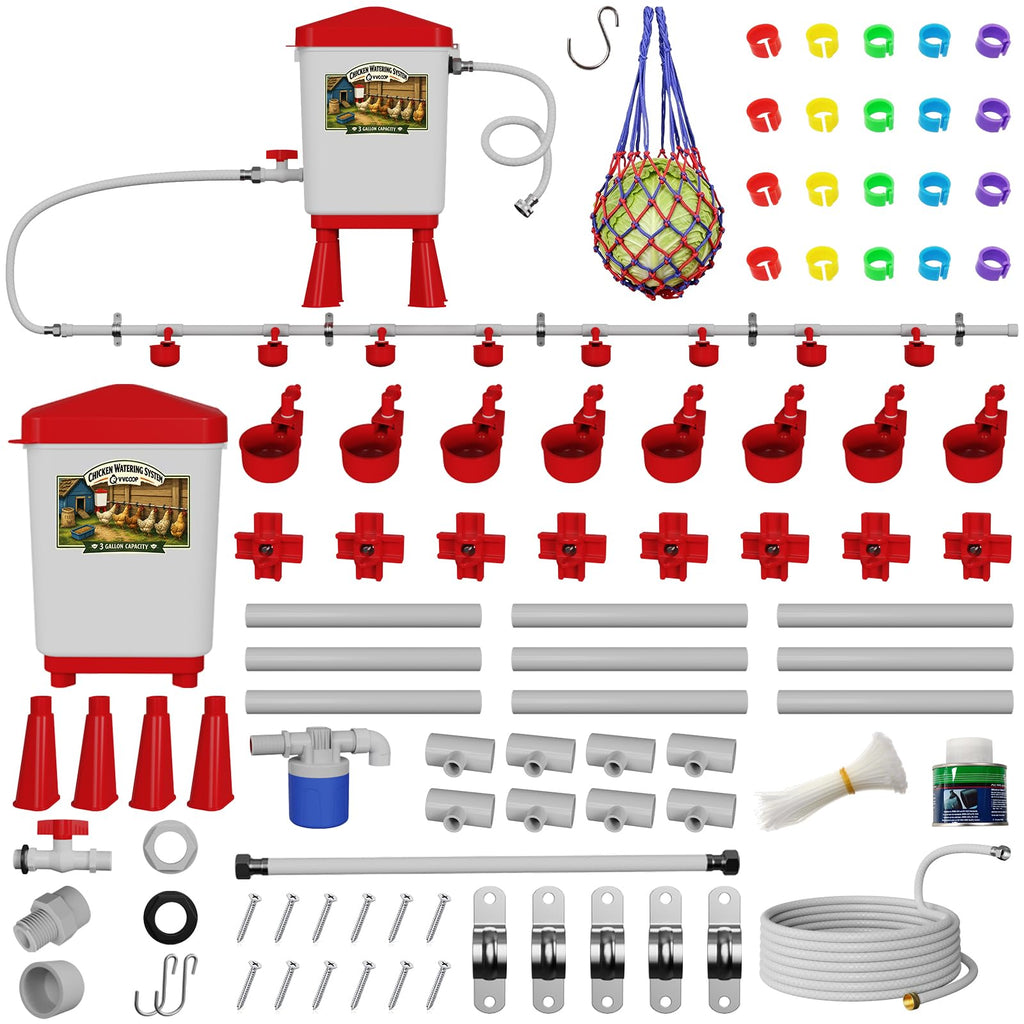 3 Gallon Automatic Chicken Waterer with 8 Cups and 8 Nipples W575