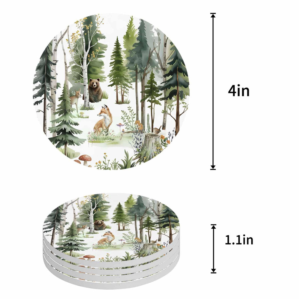 Absorbent Stone Ceramic Coaster with Cork Back, Set of 8 K41814