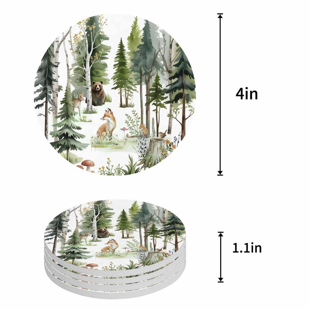 Absorbent Stone Ceramic Coaster with Cork Back, Set of 8 K41814