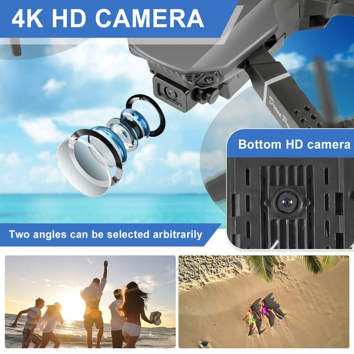 Foldable RC Quadcopter with 4K Dual Cameras W216