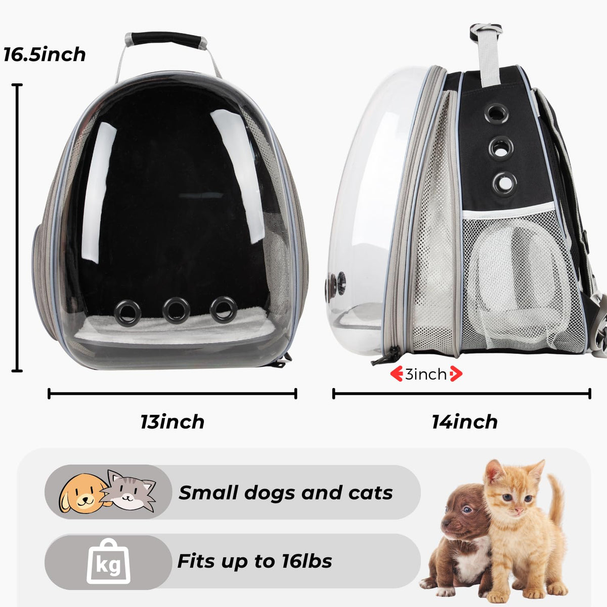 Expandable Cat Backpack with Mini Fan J88204