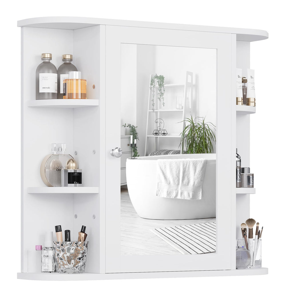 White Wall Mounted Medicine Cabinet with Mirror G34069