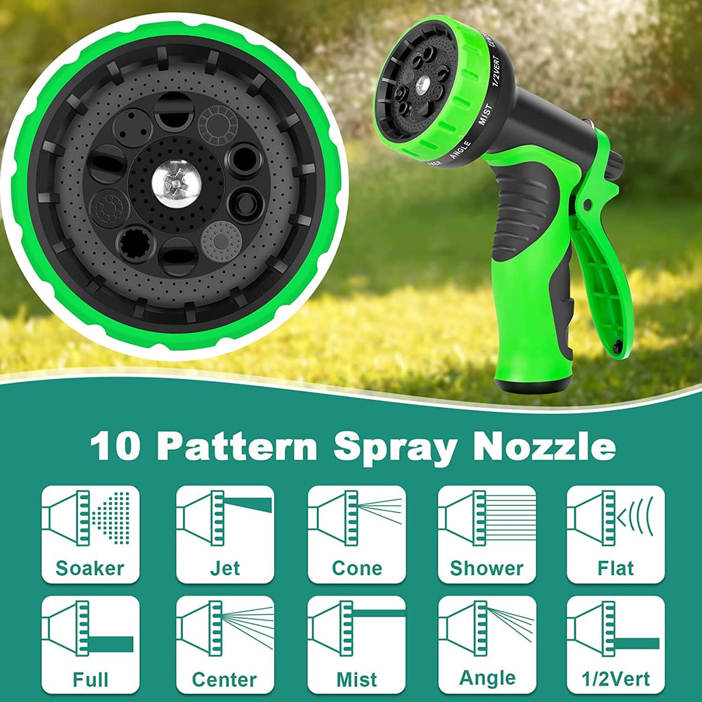 100FT Lightweight Garden Hose with 10-Pattern Nozzle E6980