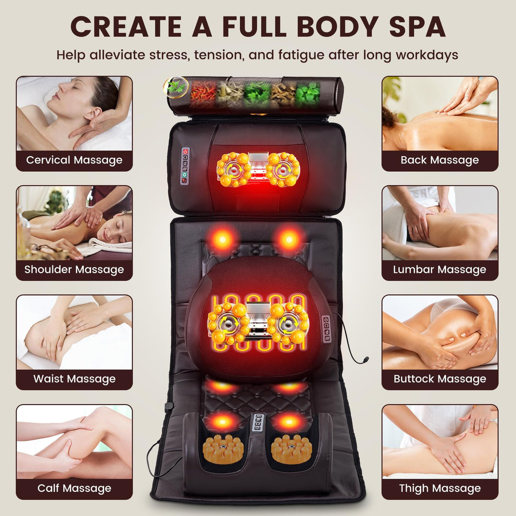 Full Body Massage Mat with 10 Vibration Heads, 9 Speeds & 3 Heat Levels I1399
