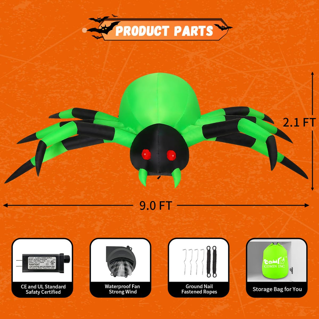 9FT Green Spider Yard Inflatables R55723