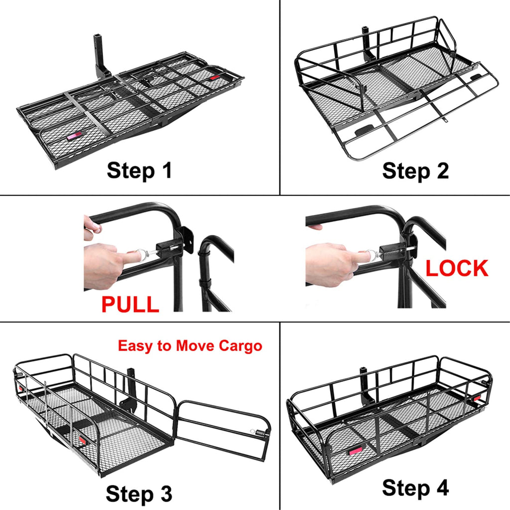 Heavy Duty Folding Hitch Mount Cargo Carrier 60" x 24" x 14.4" D2213
