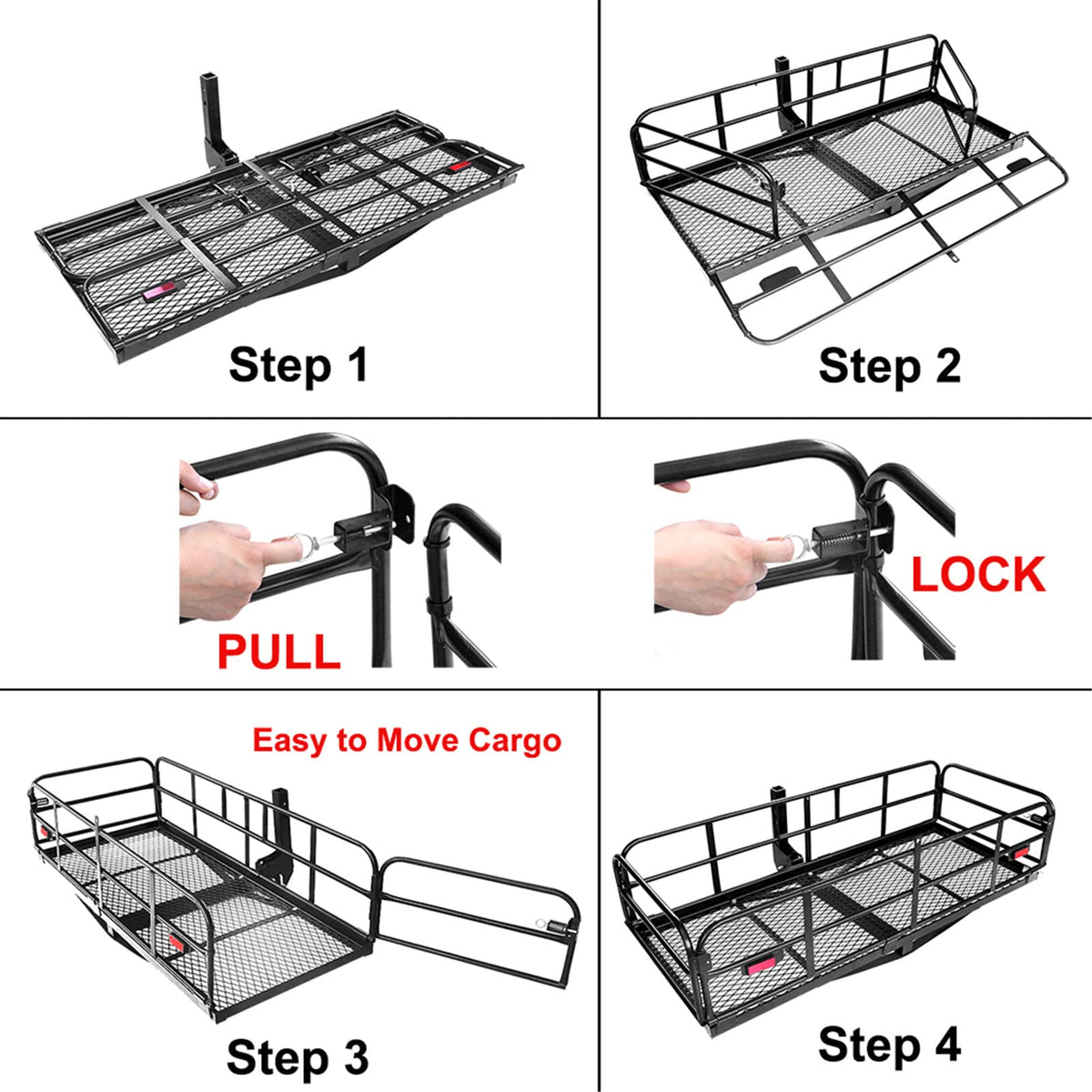 Heavy Duty Folding Hitch Mount Cargo Carrier 60" x 24" x 14.4" D2213