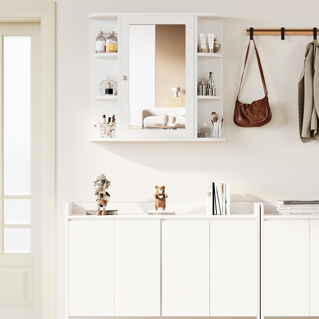 White Wall Mounted Medicine Cabinet with Mirror G34069