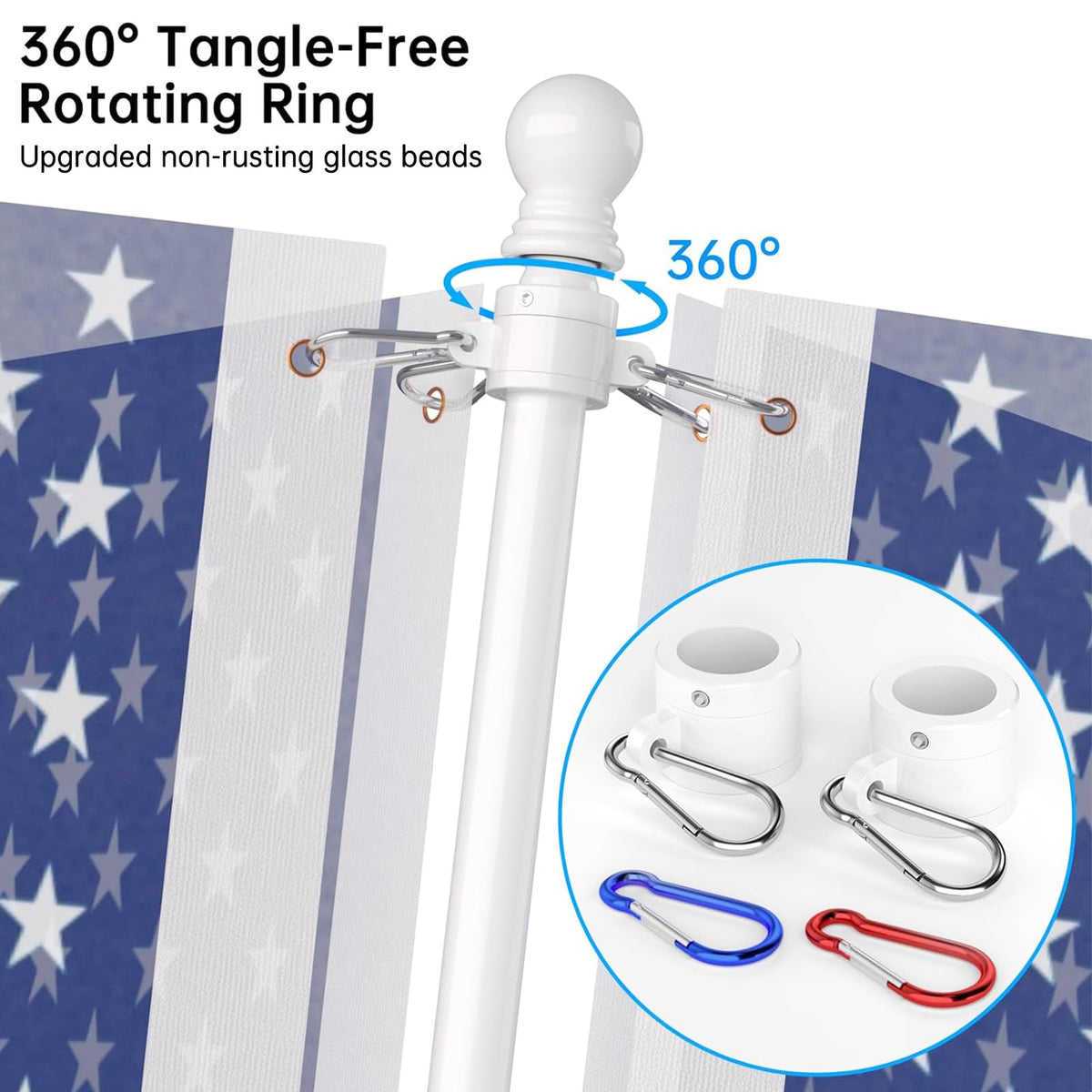 6 FT Stainless Steel Tangle Free Flag Pole Kit P49686