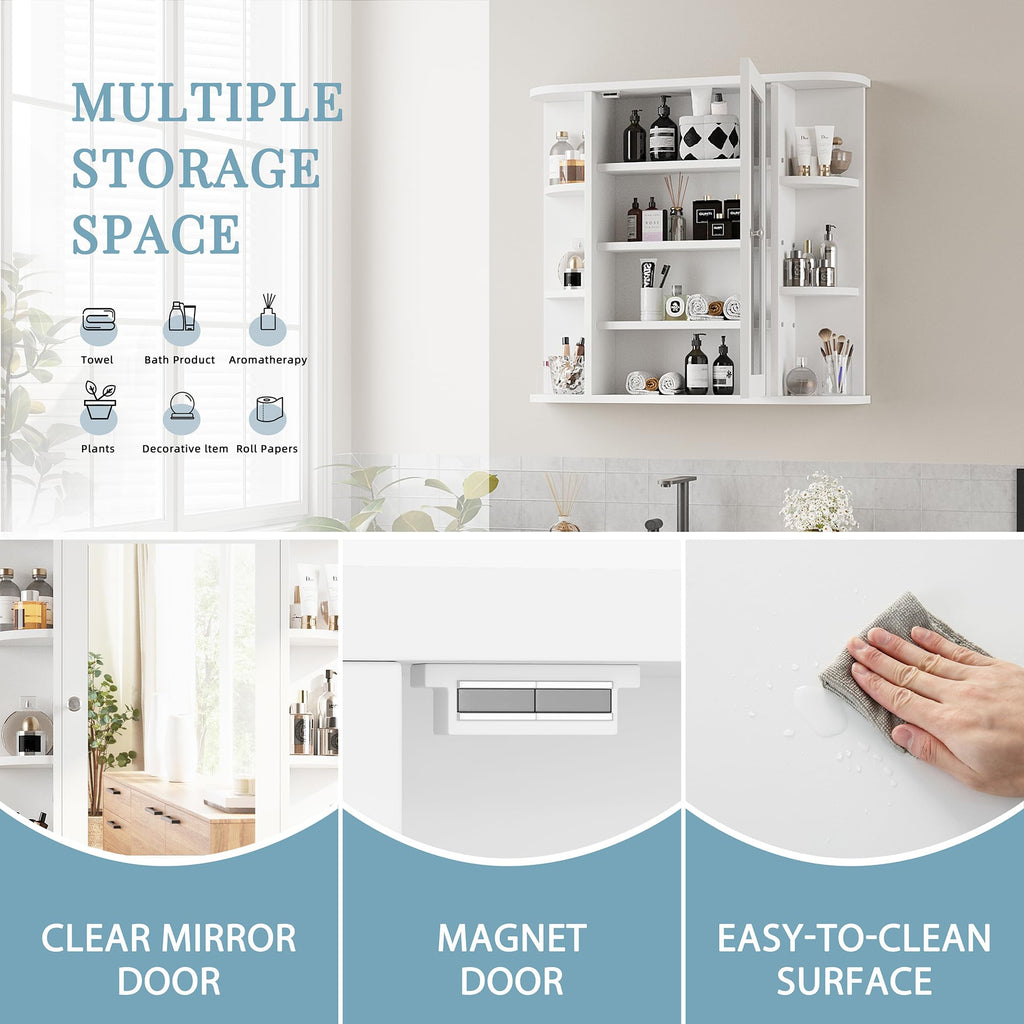 White Wall Mounted Medicine Cabinet with Mirror G34069