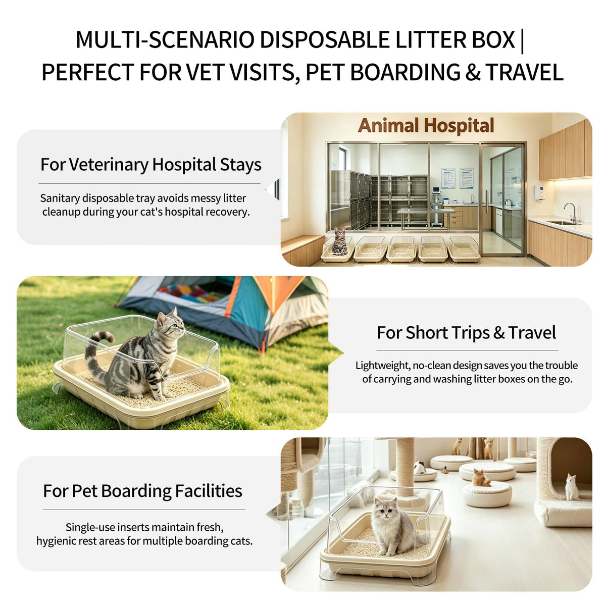 1+5 Pack Disposable Litter Boxes for Cats F5097