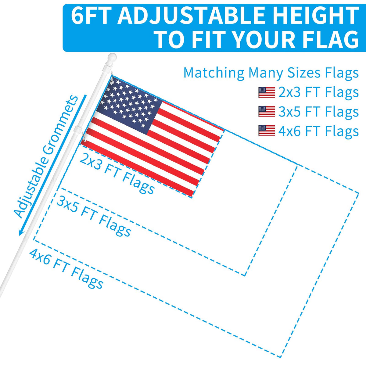 6 FT Stainless Steel Tangle Free Flag Pole Kit P49686