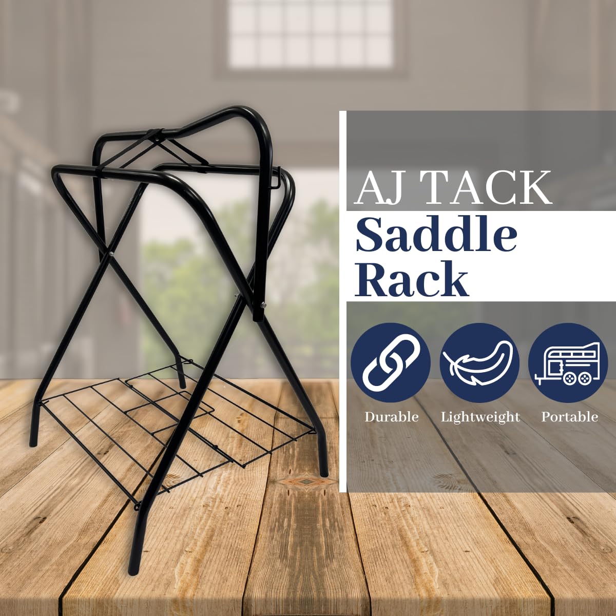 Portable Folding Saddle Rack Powder-Coated Steel U696557