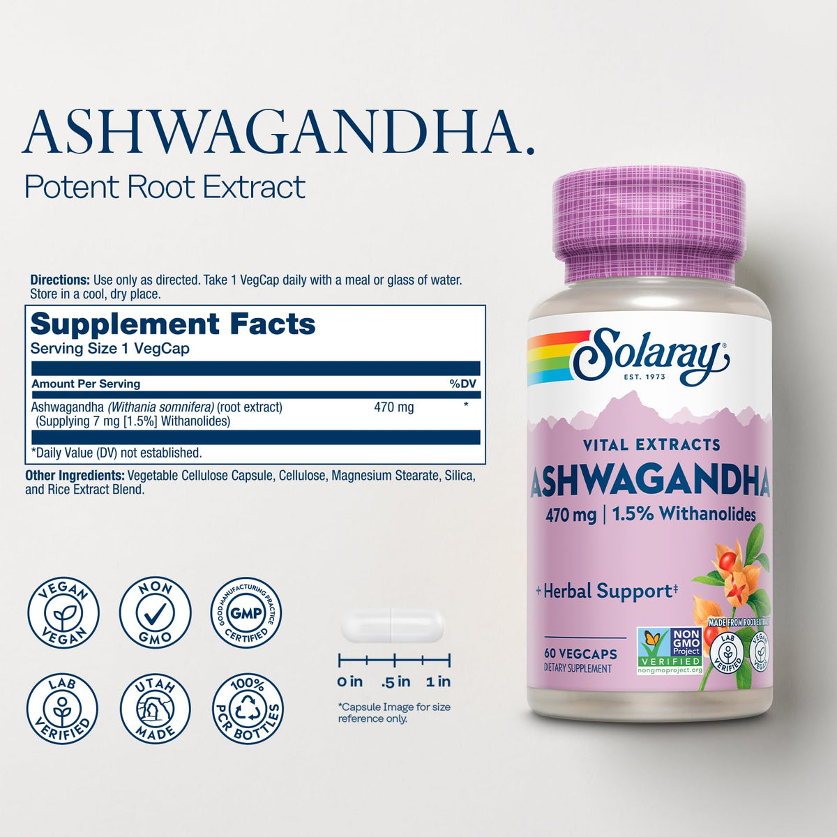 Ashwagandha 470 mg 60 VegCaps A19942