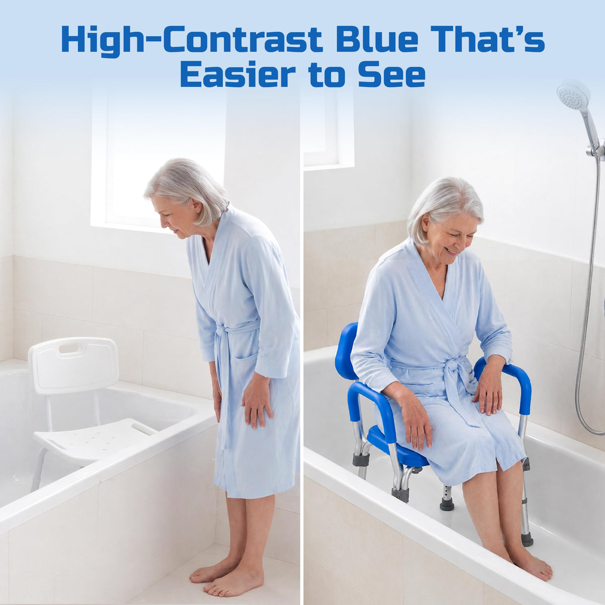 Padded Shower & Bath Chair with Armrests and Back C435698