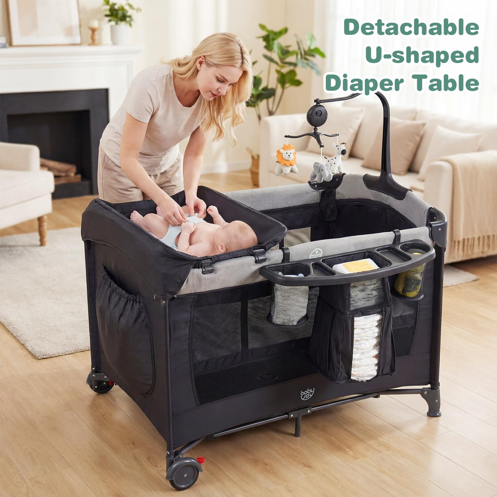5-in-1 Pack and Play Bassinet Playard with Diaper Changer Q99814