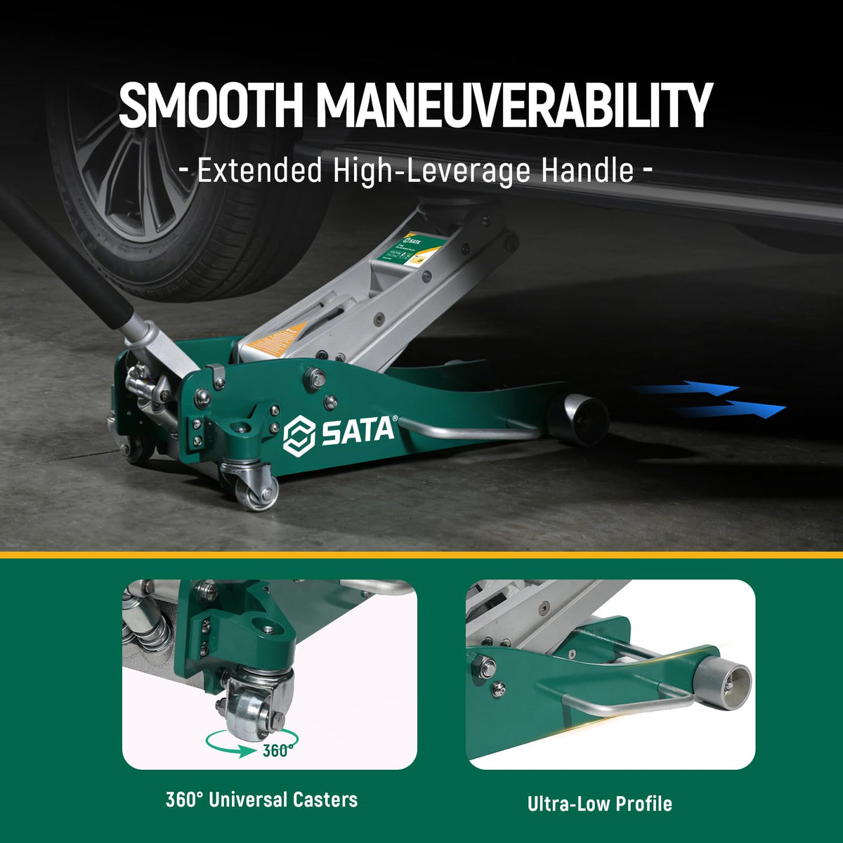 3-Ton Aluminum Floor Jack with Dual-Piston Rapid Lift Pump R485