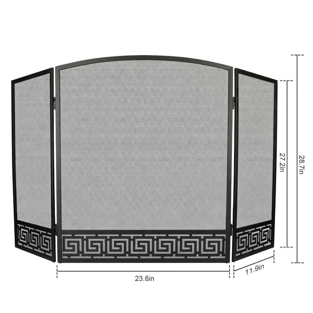 Arched 3 Panel Folding Fireplace Screen X5530