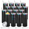 16 Pack Rainbow Plated Stainless Steel Tumbler 20oz J409424