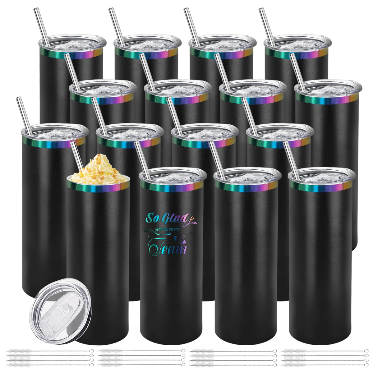 16 Pack Rainbow Plated Stainless Steel Tumbler 20oz J409424