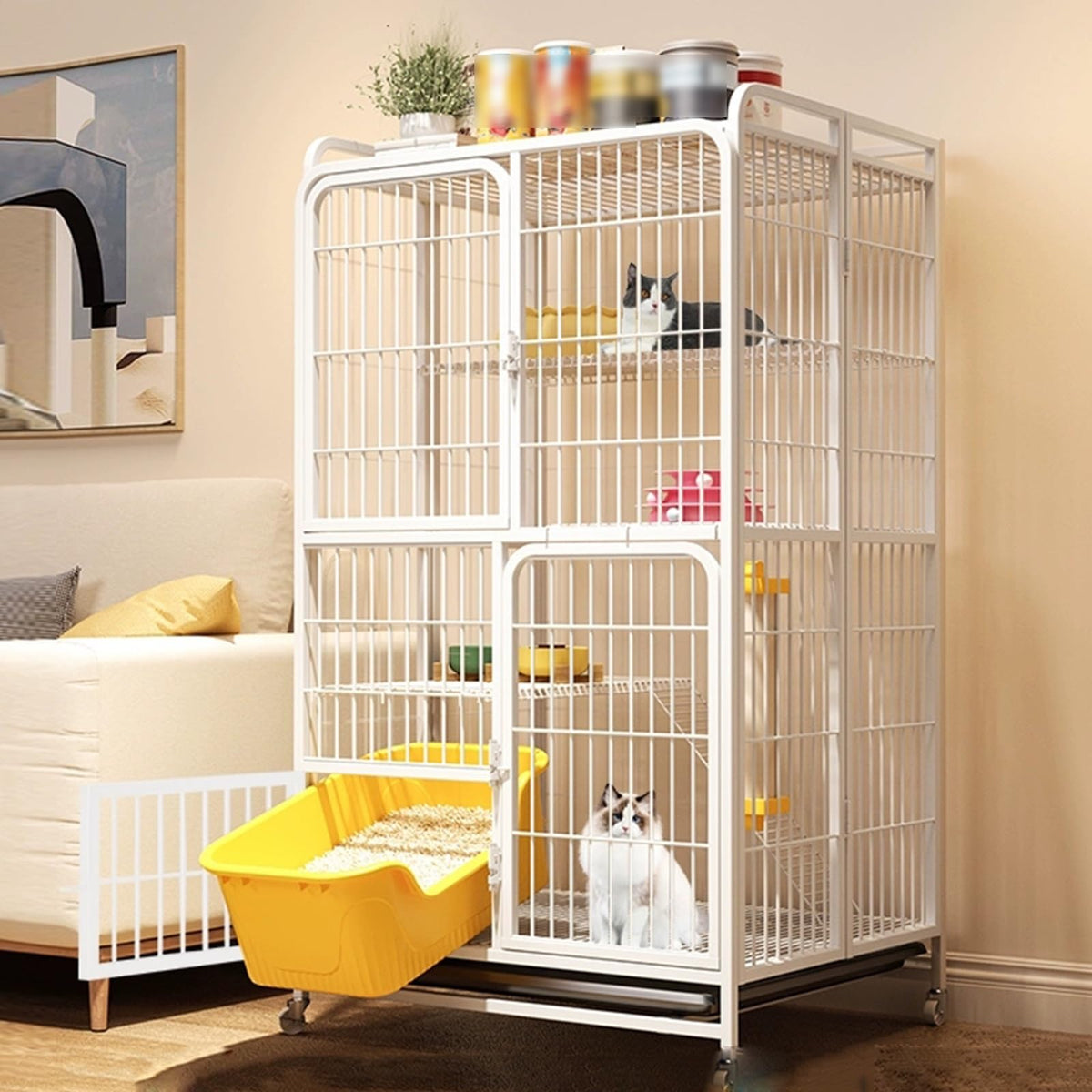 Foldable 4-Tier Indoor Cat Enclosure with Hammock G771744