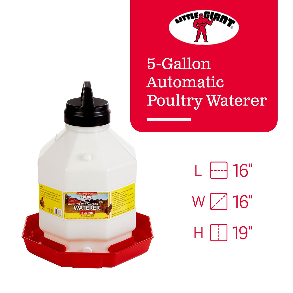 5 Gallon Hanging Automatic Poultry Waterer Dispenser, 2-Pack D298