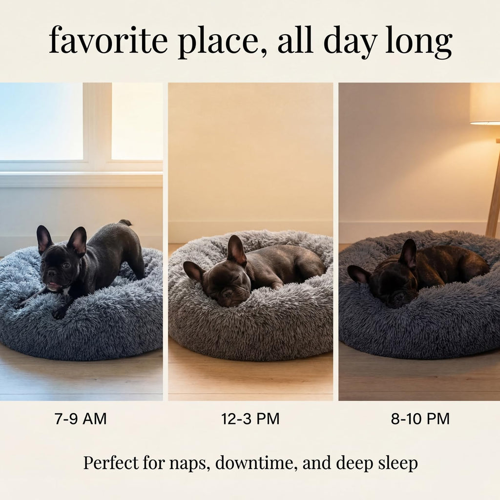 Small Anti-Anxiety Machine Washable Fluffy Round Dog Bed P410
