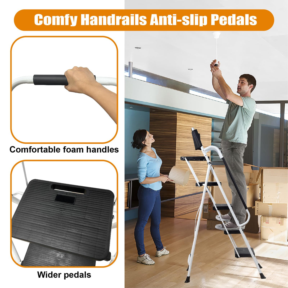 4 Step Ladder with Handrails 330lbs Capacity P5735