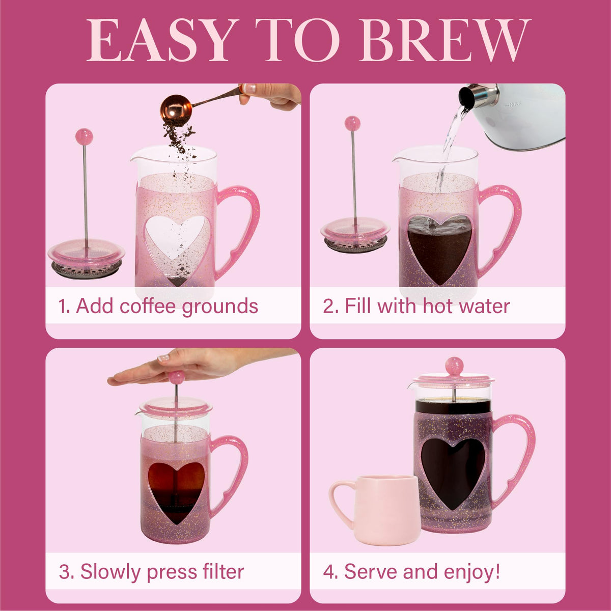 8-Cup Pink French Press Coffee Maker P562