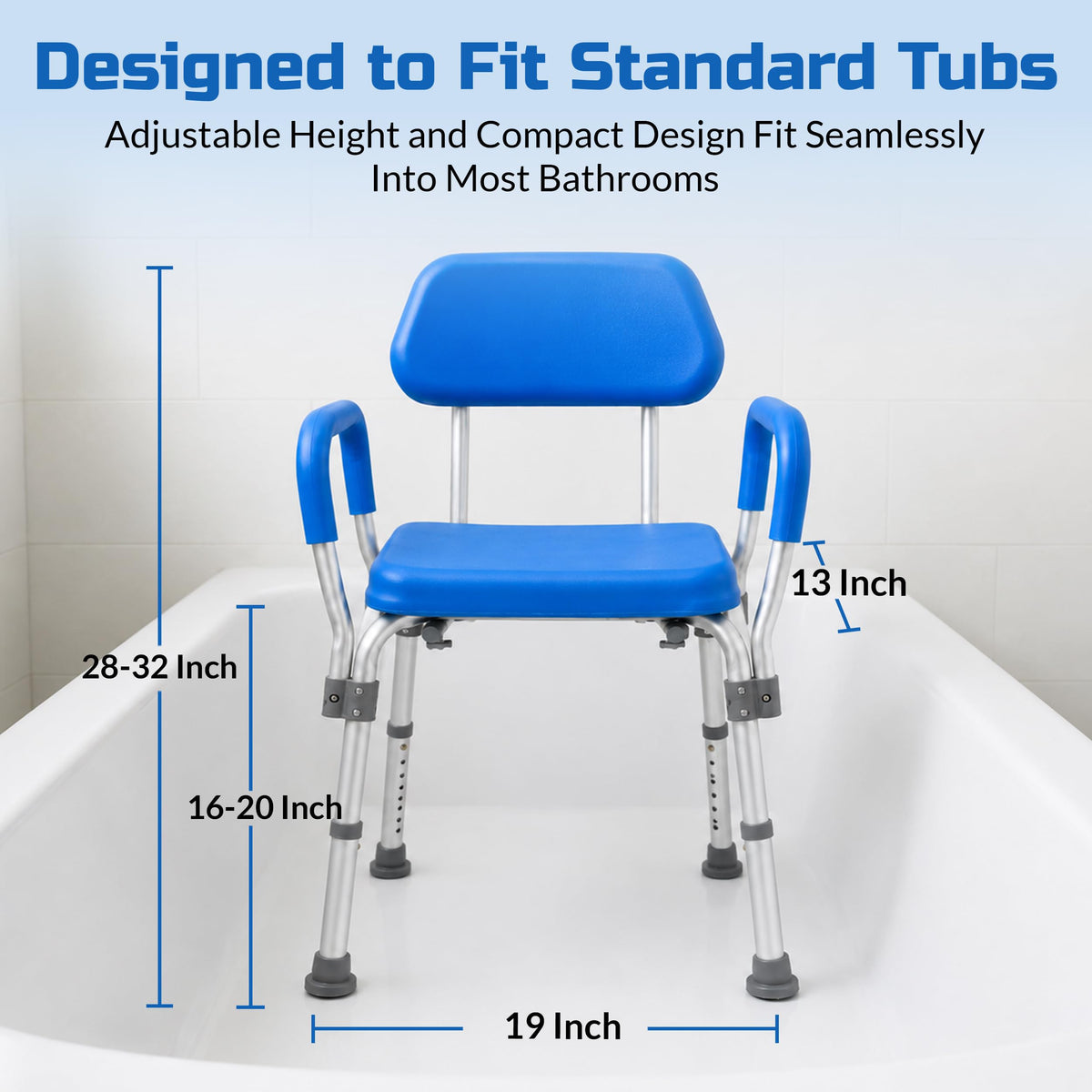 Padded Shower & Bath Chair with Armrests and Back C435698