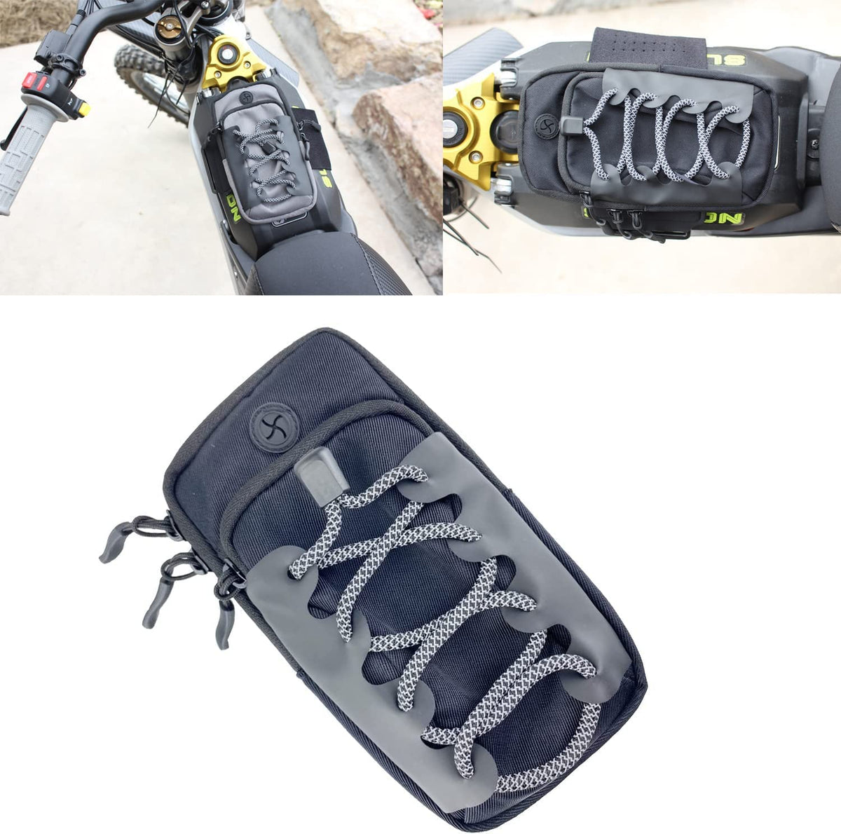 Black Motorcycle Front Frame Storage Bag O936
