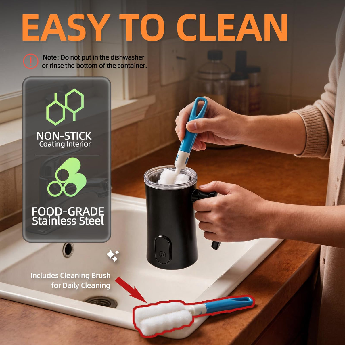 4-in-1 Electric Milk Frother and Steamer Black S27703