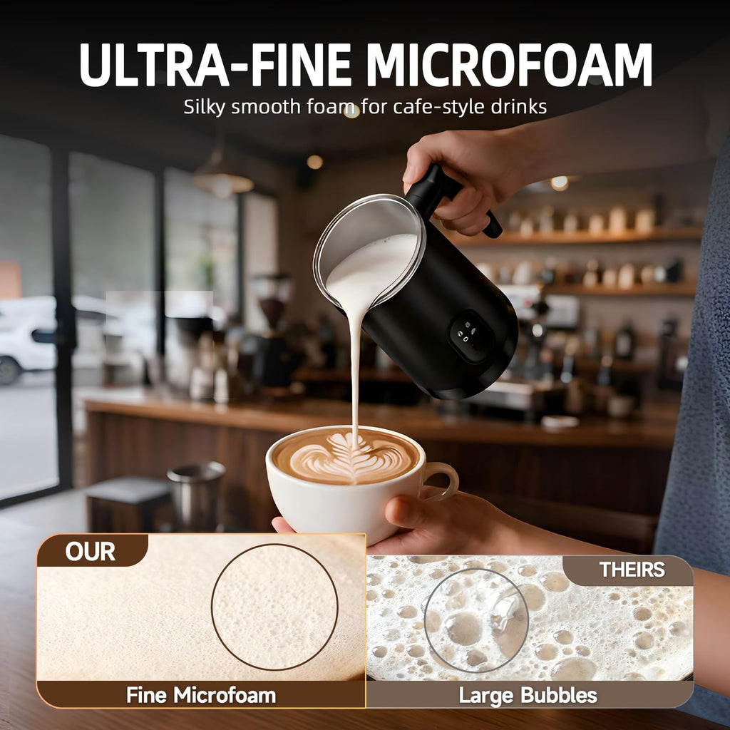 4-in-1 Electric Milk Frother and Steamer Black S27703