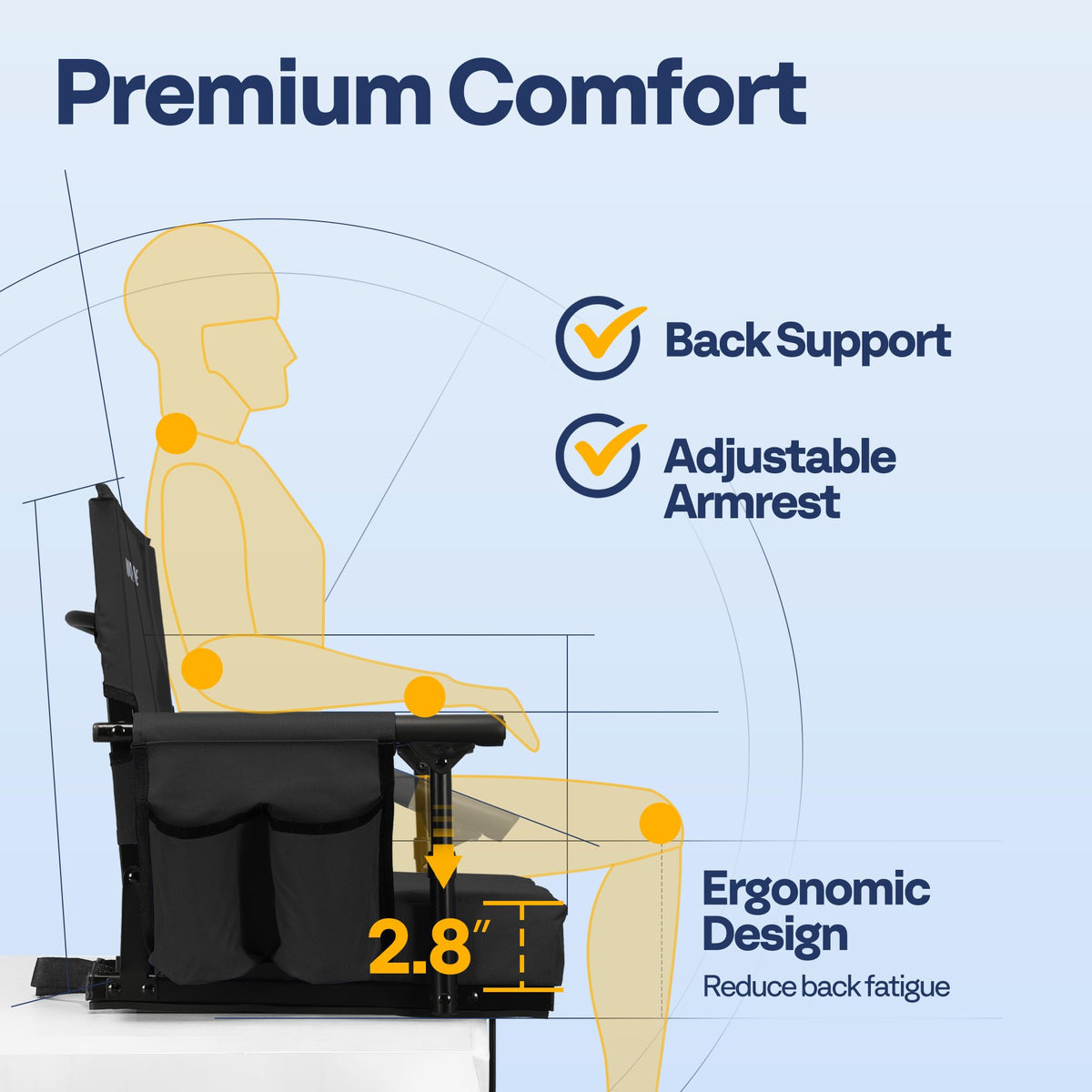 Stadium Seat with Back Support and 2.8" Cushion I7579