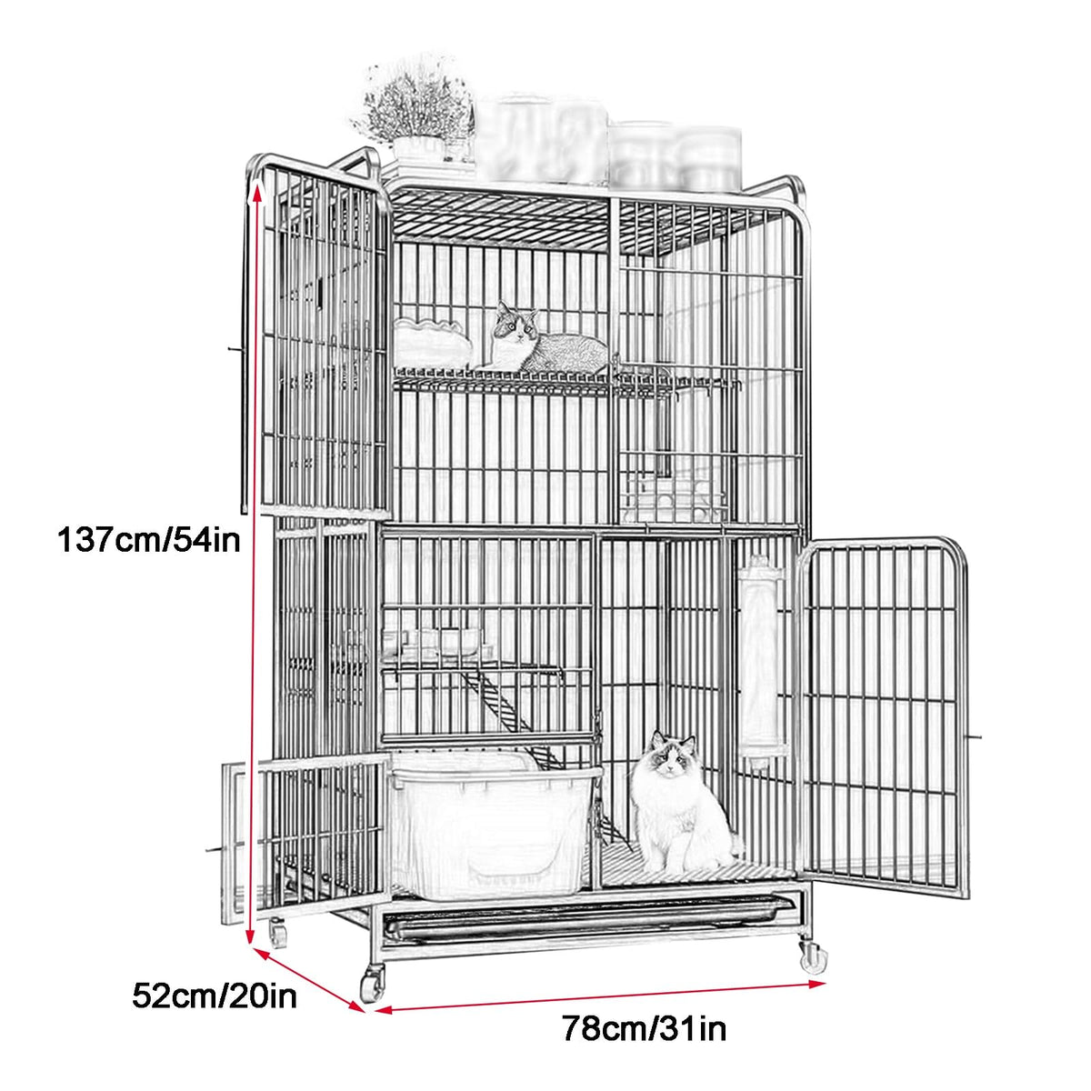 Foldable 4-Tier Indoor Cat Enclosure with Hammock G771744