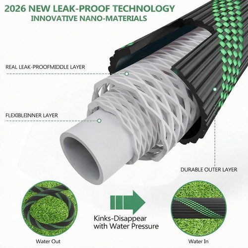 100FT Lightweight Garden Hose with 10-Pattern Nozzle E6980