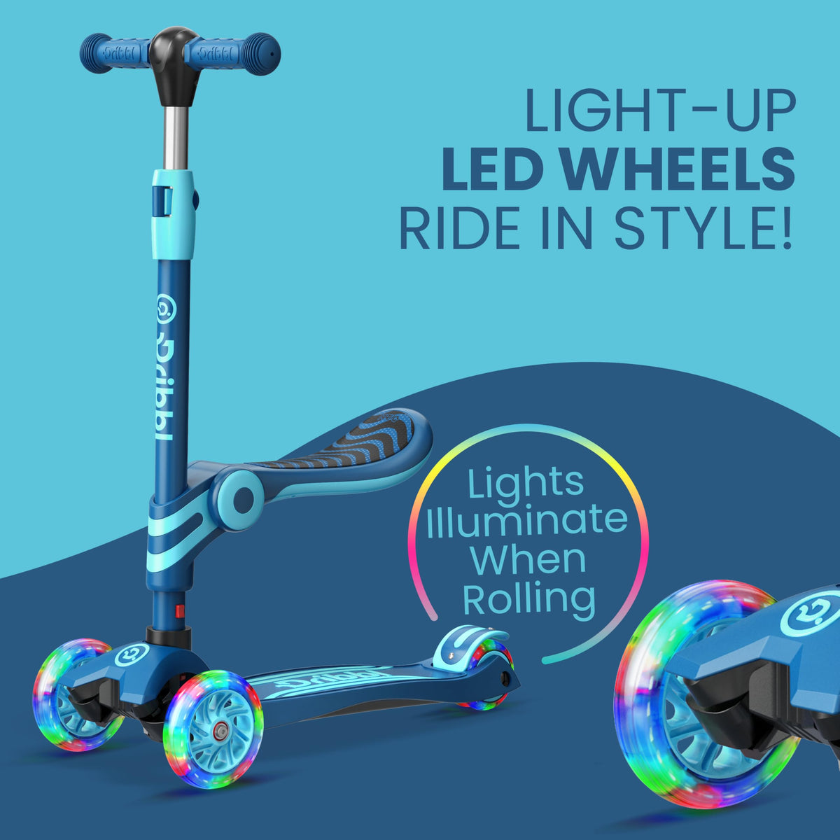 Blue 3 Wheel Scooter with Seat for Kids D685