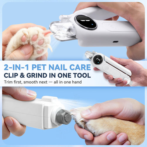 2-in-1 Quiet Electric Pet Nail Clipper & Grinder with Light C5437