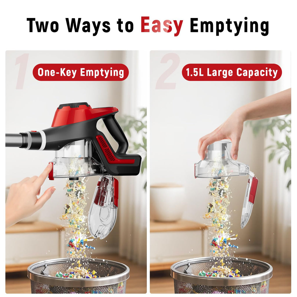 Cordless Stick Vacuum 45Kpa 1.5L Lightweight Handheld Vacuum A835