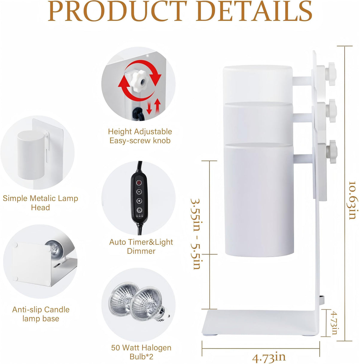 White Candle Warmer Lamp with Timer M7675