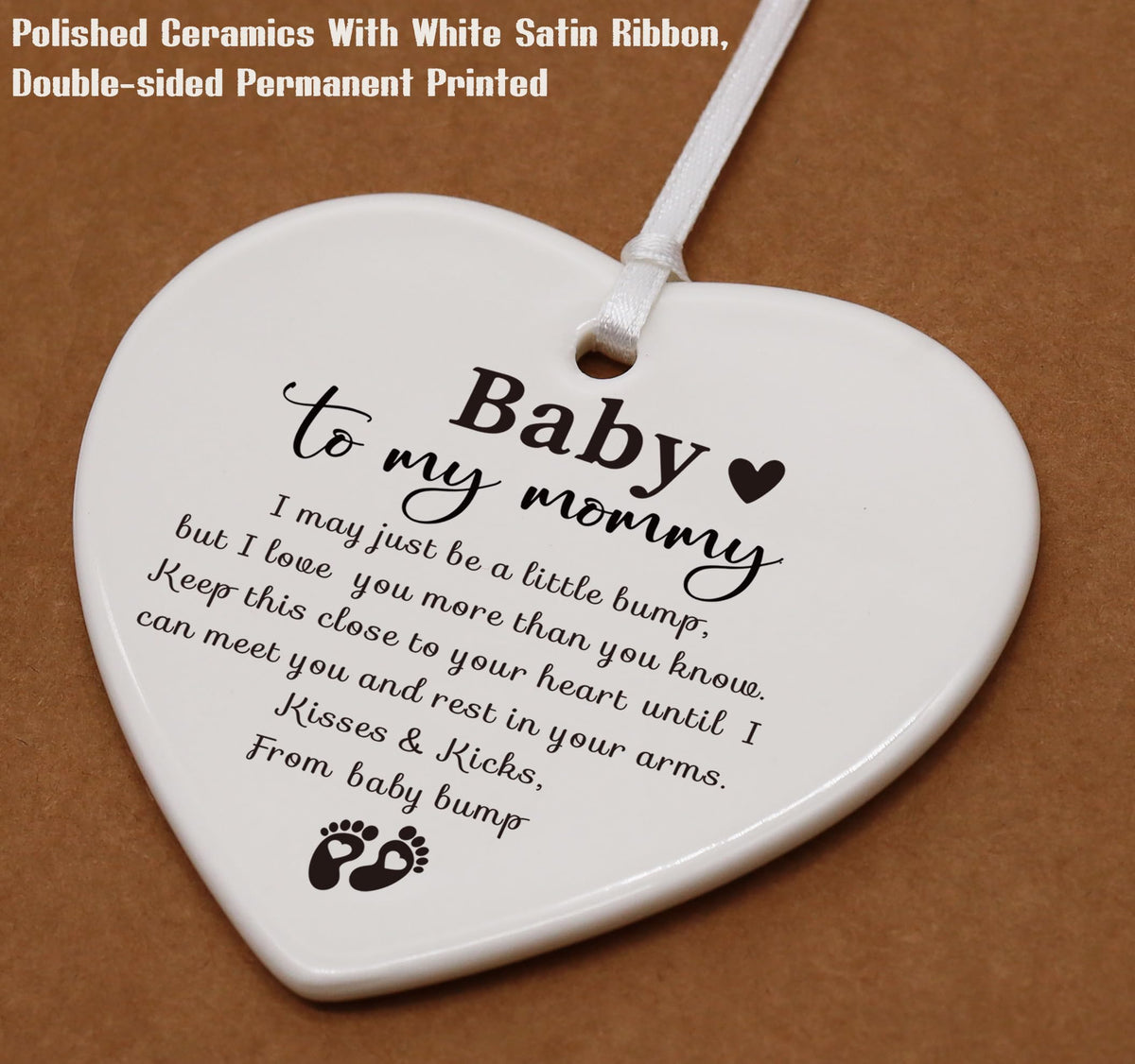 White Ceramic Heart Shaped Ornament K619