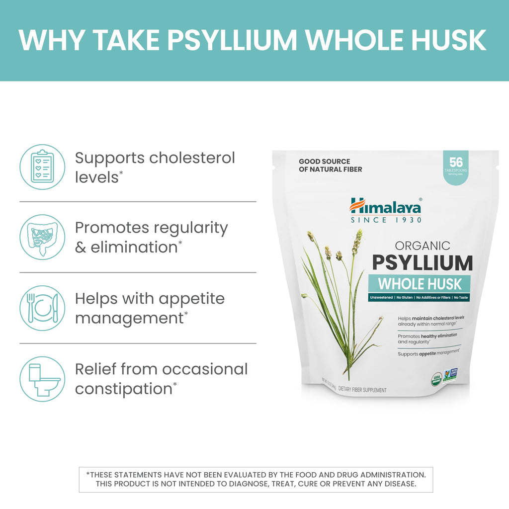 Organic Psyllium Whole Husk Fiber Supplement, Unflavored, 12 oz Z19777